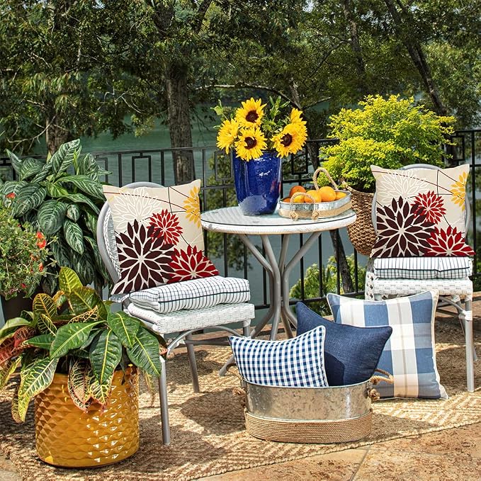 DFXSZ Red Brown Outdoor Pillow Cover 18X18 Inch Set of 2 Outdoor Waterproof - Image 5