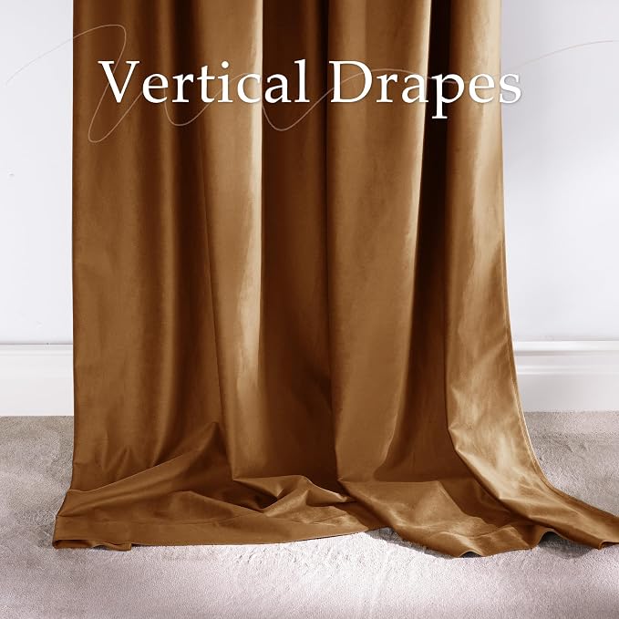 NICETOWN Gold Bronze Velvet Curtains 96 Inch Long 2 Panels Set - Image 5
