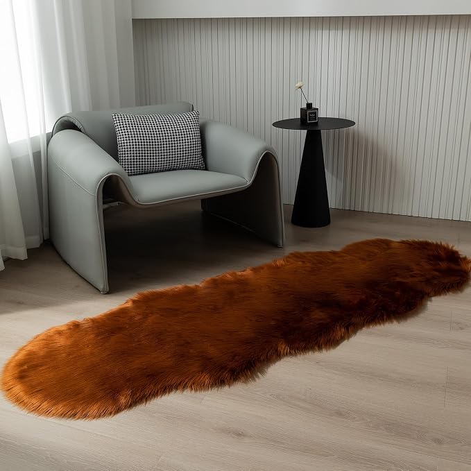 Faux Fur Rug Runner 2x6 ft Caramel - Image 7