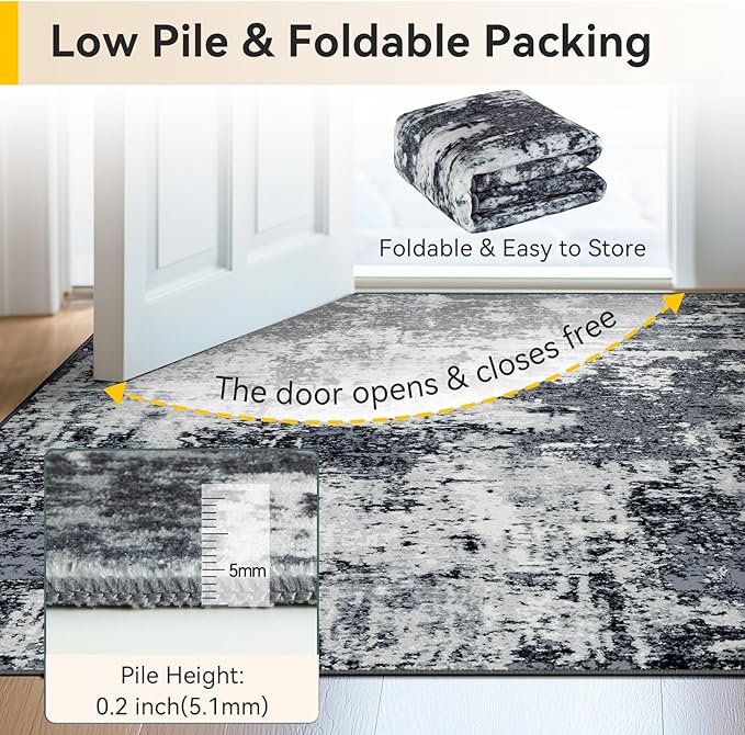 Washable Area Rugs 2'x6' Non-Slip Modern Abstract Soft - Image 8