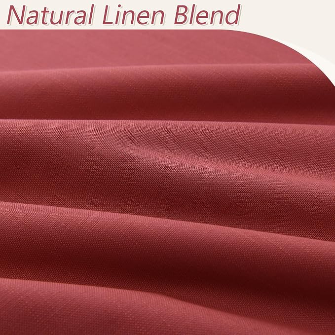 Guken Red 100% Blackout Linen Curtains 72 Inch Length 2 Panels Set - Image 4