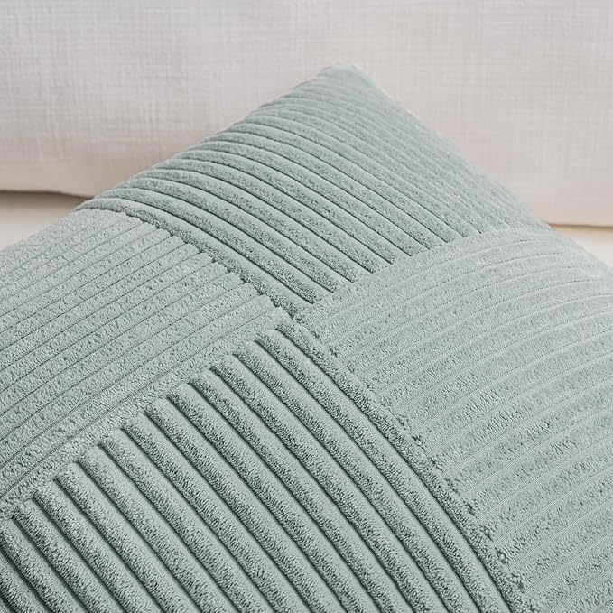 Fancy Homi 2 Packs Grey Blue Euro Decorative Throw Pillow Covers 28x28 Inch - Image 3