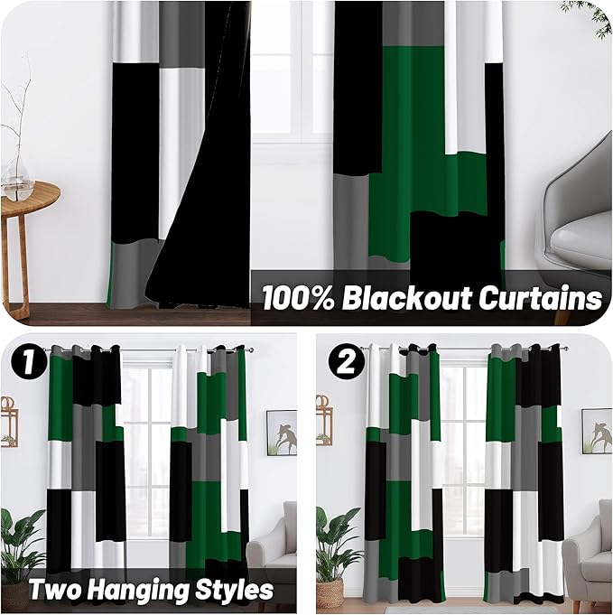 Tyrot Green 100% Blackout Curtains - Image 2