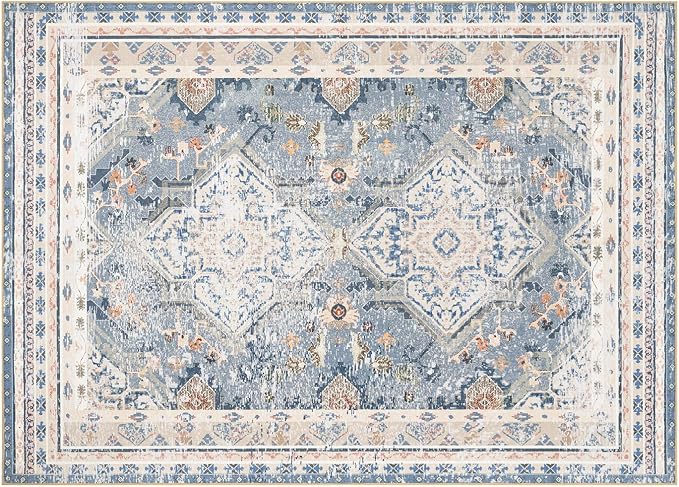 Phantoscope Washable Area Rug 5'x7' Non-Slip, Vintage Neutral Rugs - Image 3