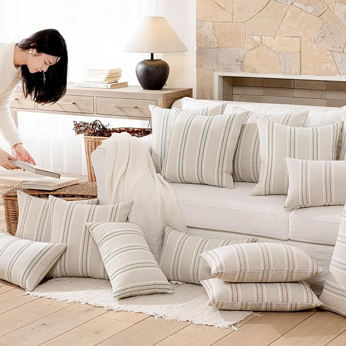 Hckot Spring Throw Pillow Covers 24x24 Set of 2 Grass Green Pillow Covers - Image 7