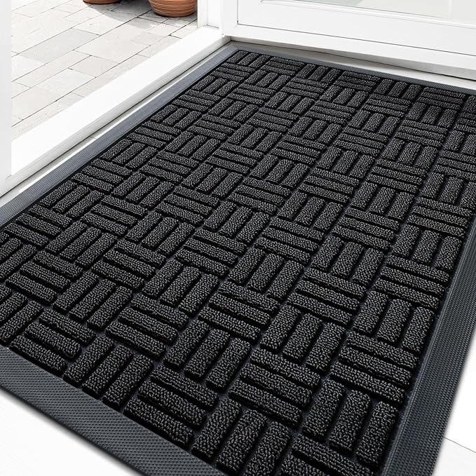 OLANLY Front Door Mat Outside Entrance 33x21, Heavy Duty Sturdy Natural Rubber by OLANLY