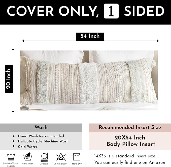 BlissBlush 20X54 Oversized Large Lumbar Pillow Cover - Image 2