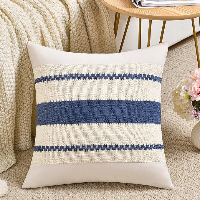 Fancy Homi Set of 1 Dusty Blue Vintage Euro Decorative Throw Pillow Cover 26x26 by Fancy+Homi