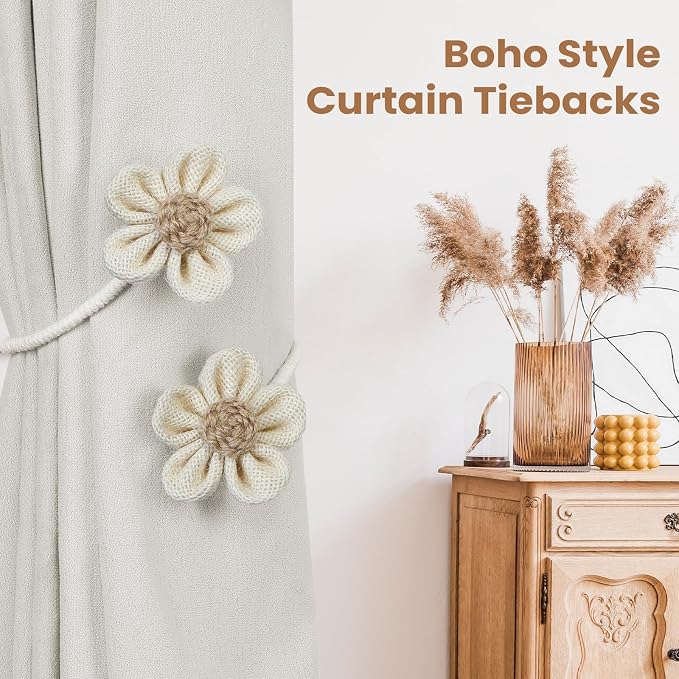KLOGTSIND Flower Curtain Tiebacks, 2 Pack Curtain Ties Elegant DIY Curtain - Image 7