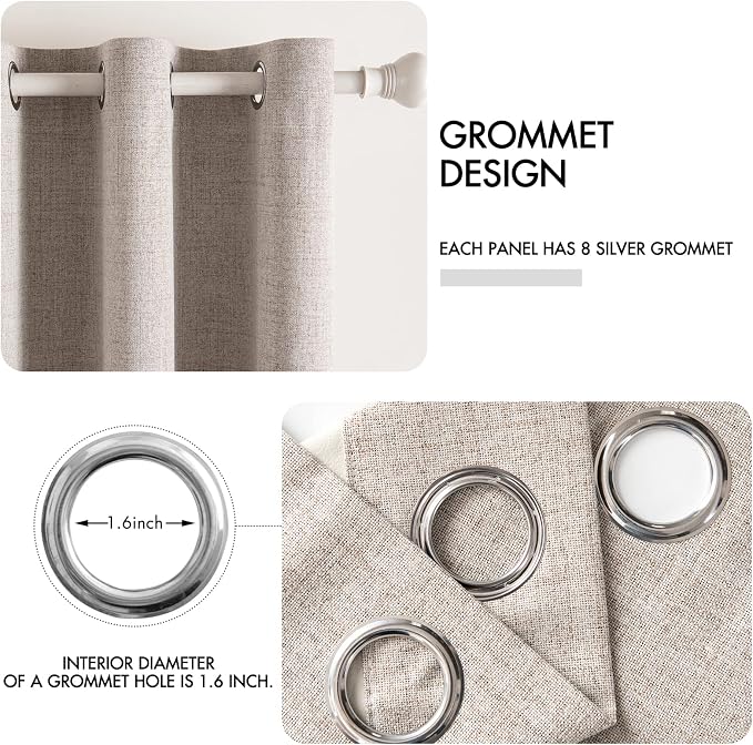MIULEE Blackout Curtains for Bedroom Linen Texture Solid Thermal Insulated - Image 4