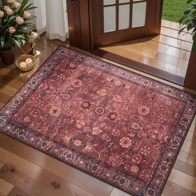 Tangsoo 2x3 Small Throw Rugs for Entryway Washable Entry Rug Non Slip, Vintage by Tangsoo