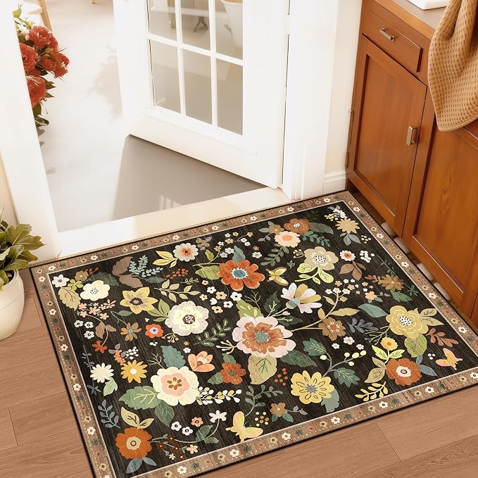 RELEANY Floral Nursery 2x3 Area Rugs Washable Print Boho Cute Carpet Non Slip - Image 9