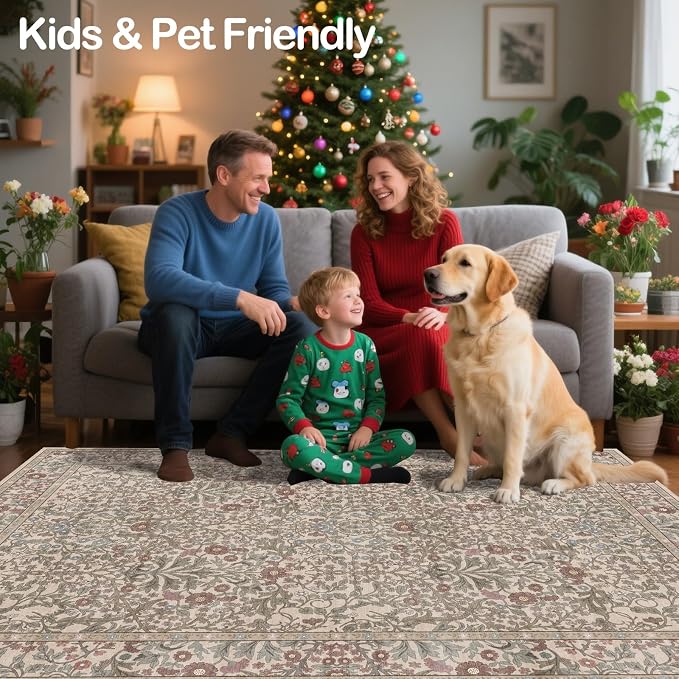 Washable 2x3 Entry Rug, Front Door Rugs Indoor, Vintage Floral Area Rugs - Image 4