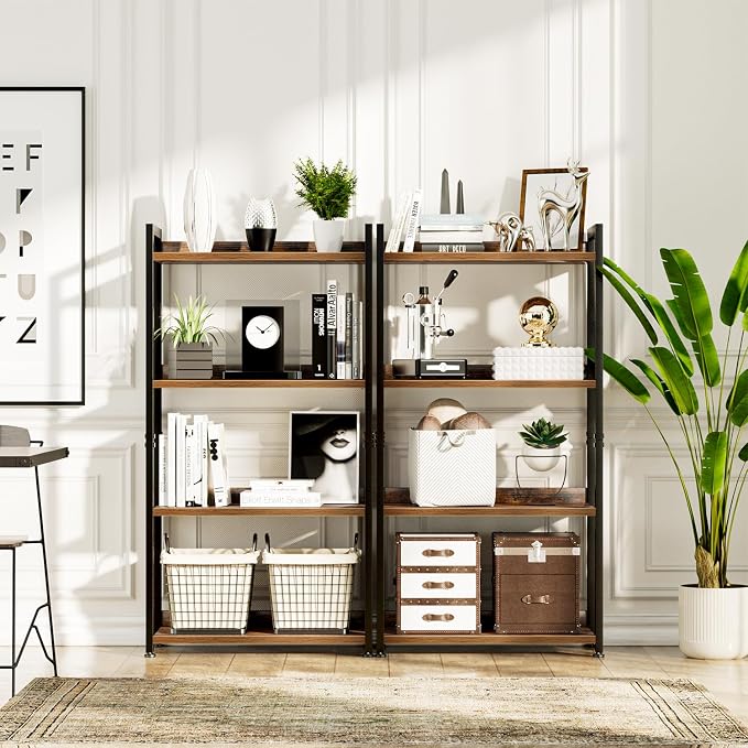 NUMENN Bookshelf, 4 Tier Bookshelves, Home Office Bookcase Shelf Storage - Image 4