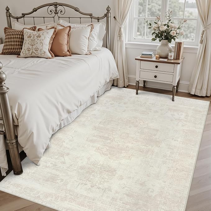6x9 Area Rugs for Living Room: Vintage Boho Neutral Washable Rug Indoor Soft - Image 2