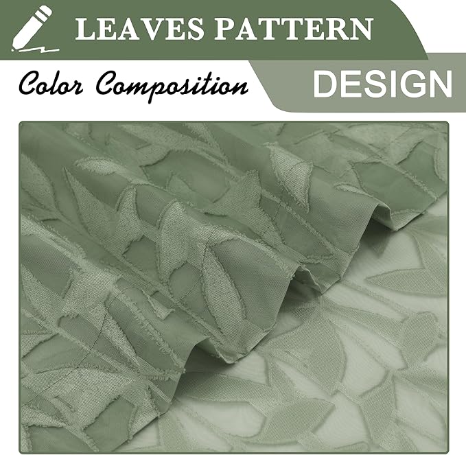 Lecloud Leia Sage Green Valance Sheer Cafe Curtains 24 Inch Length 2 Packs - Image 8