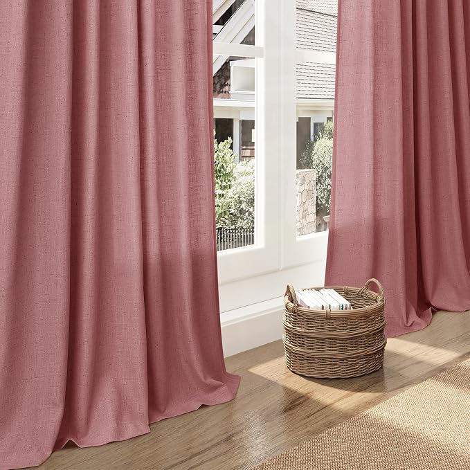 Nanspring Canyon Rose Linen Curtains 96 Inches Long 2 Panels Set - Image 6