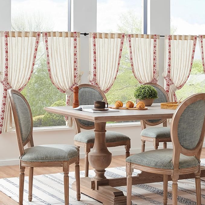 jinchan Weslie Small Window Curtains 45 Inch Length Linen Cafe Curtains - Image 8