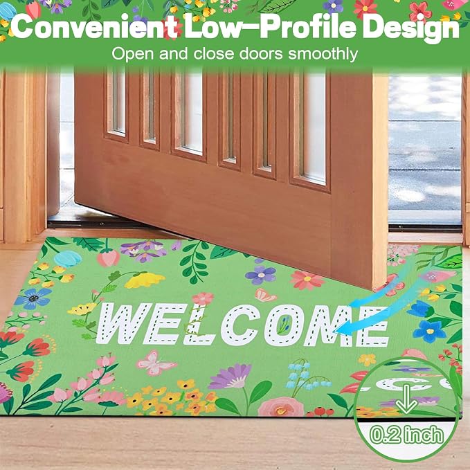 Likiyol Floral Door Mat Outside Entrance, Colorful Flower Welcome Mat Front - Image 6