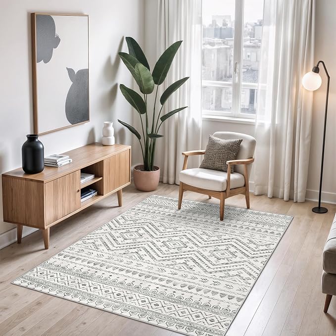 3x5 Washable Rug Moroccan Small Entryway Rug Non Slip Indoor Floor Carpet - Image 9