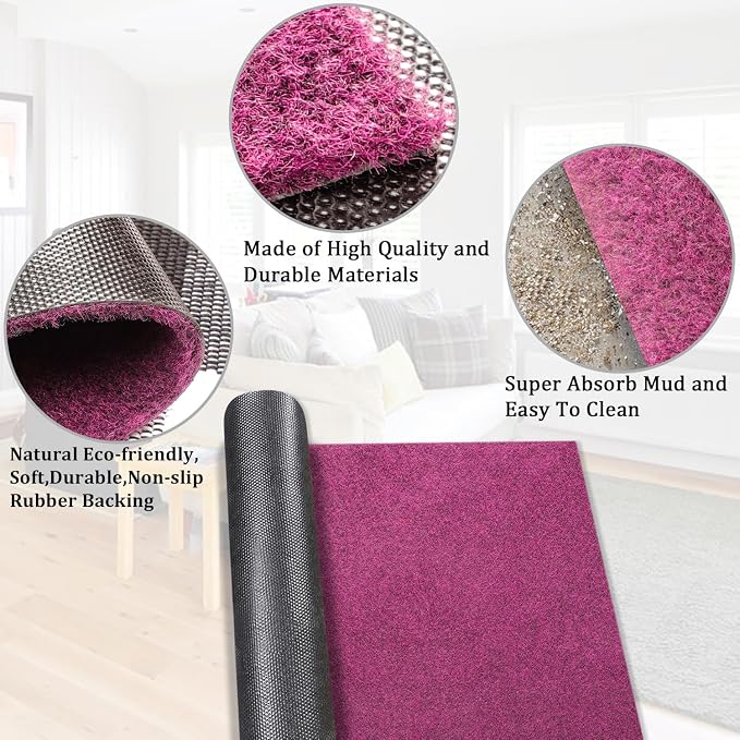 AAZZKANG Set of 2 Purple Doormat Large 36"x24" Outside Inside Utility Floor Mat - Image 7