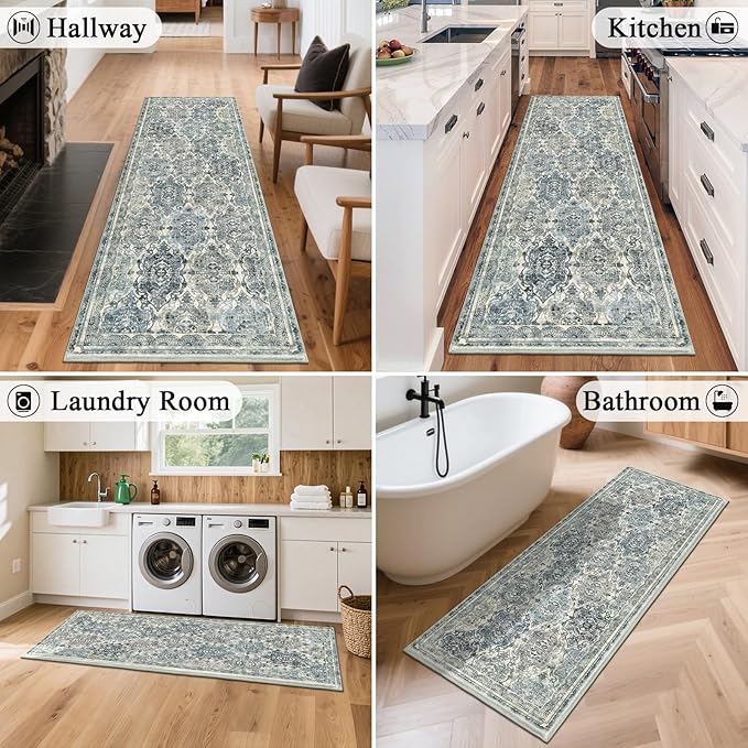 Vaukki Hallway Runner Rug, Vintage Shaggy Soft Laundry Rug Runner, Non Slip - Image 5