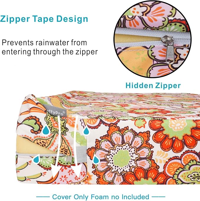 NettyPro Patio Cushion Covers Replacement Set 4 Water Repellent UV Resistant - Image 3