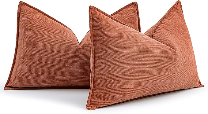 MIULEE Pack of 2 Burnt Orange Decorative Lumbar Pillow Covers 12x20 Inch by MIULEE