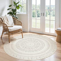 cotiled 5x5 Round Area Rug Living Room: Washable Boho Rugs by COTILED