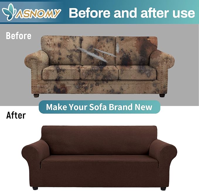 Asnomy Couch Covers for 3 Cushion Couch Sofa pet Friendly, 3 Seater Sofa Cover - Image 6