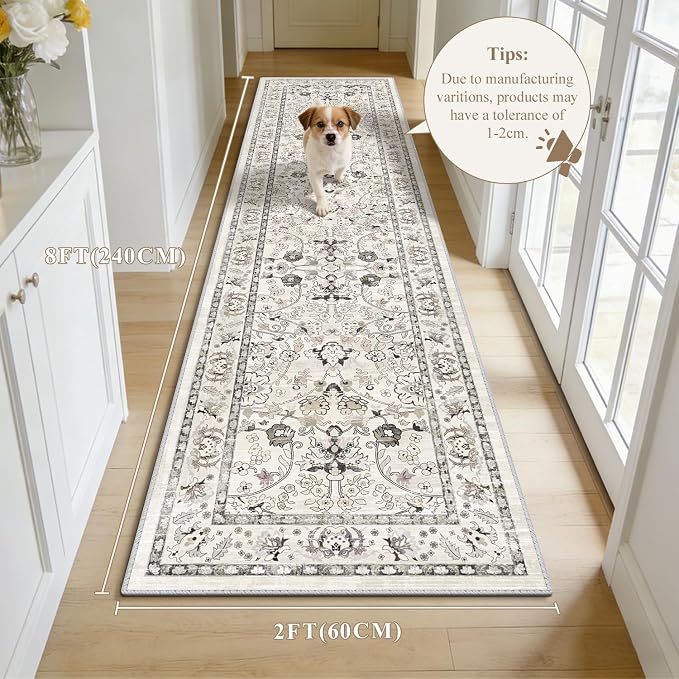 LOKHOM Washable Runner Rug, 2x8 Non-Slip Vintage Hallway Runner Rug - Image 2