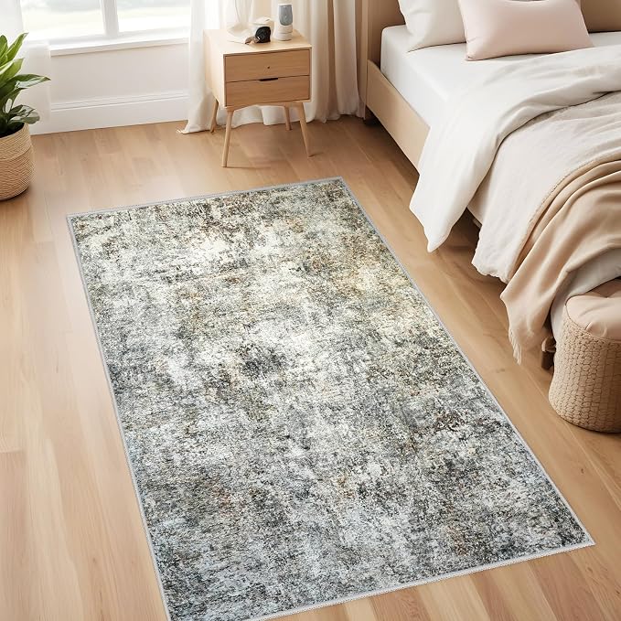 Abstract 3x5 Washable Rug: Modern Non Slip Area Rug Soft Carpet Foldable - Image 4
