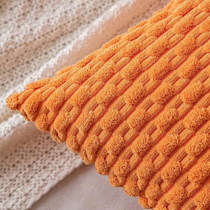 MIULEE Orange Throw Pillow Covers Soft Corduroy Decorative Set of 2 Boho - Image 2