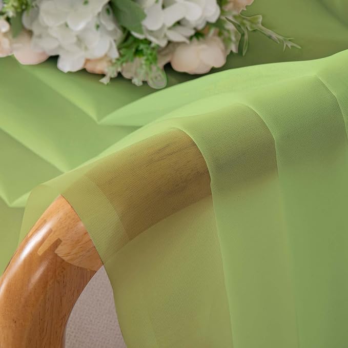 Chyhomenyc Lime Sheer Curtains 96 inches Long 2 Panels, Light Filtering Soft - Image 2