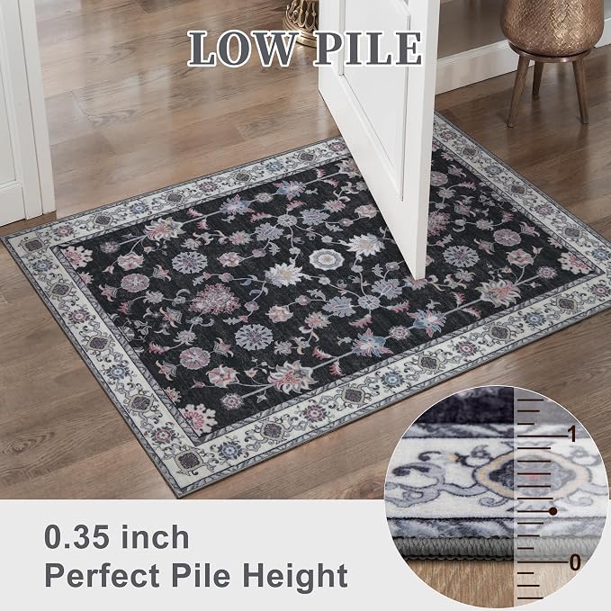 Tangsoo Washable Runner Rug for Hallway Non Slip, 2.6x8 Boho Floral Vintage - Image 2