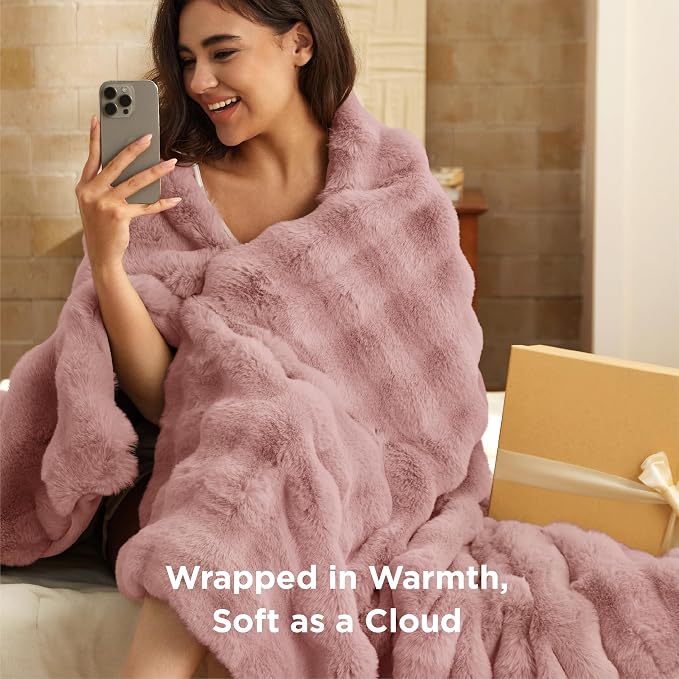 Bedsure GentleSoft Fluffy Fuzzy Twin Blanket, Soft Cozy Fleece Faux Fur Blanket - Image 2