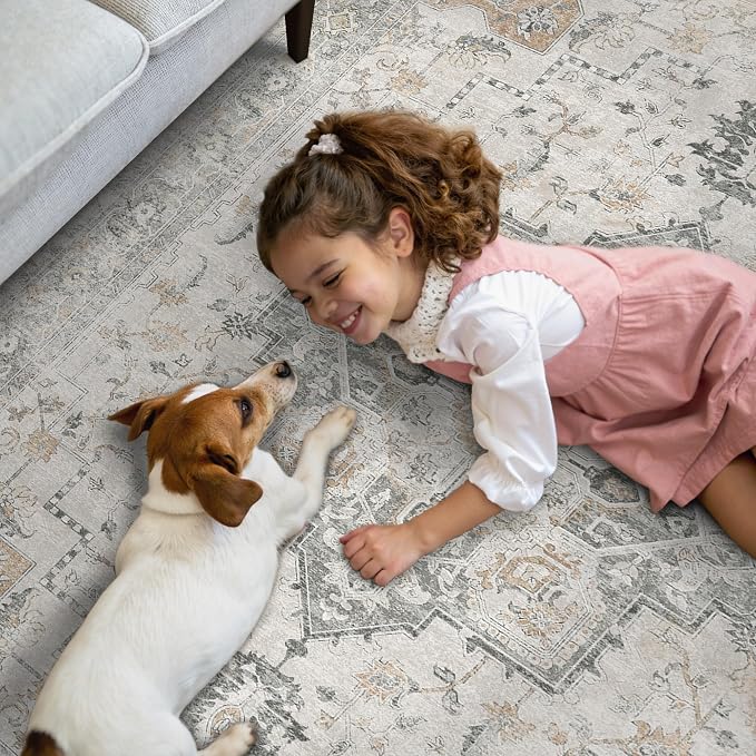 GENIMO Area Rug 32x48 inch Doormat, Machine Washable Low Pile Rugs, Small Retro - Image 6