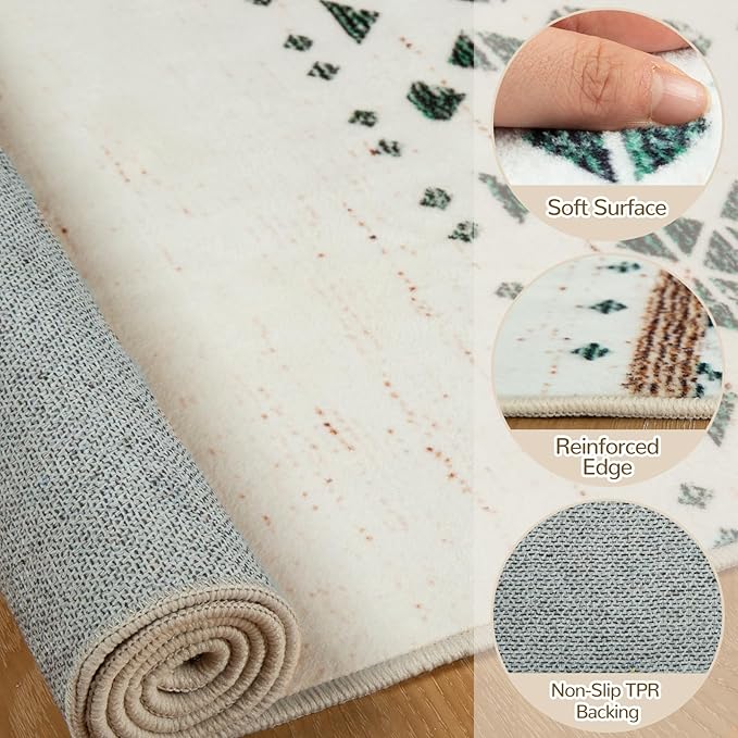 BESTSWEETIE 2x3 Area Rugs for Living Room Washable Moroccan Farmhouse Neutral - Image 2