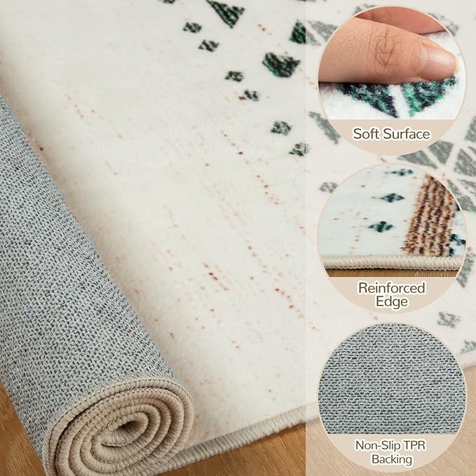 BESTSWEETIE 2x10 Area Rugs for Living Room Washable Moroccan Farmhouse Neutral - Image 3