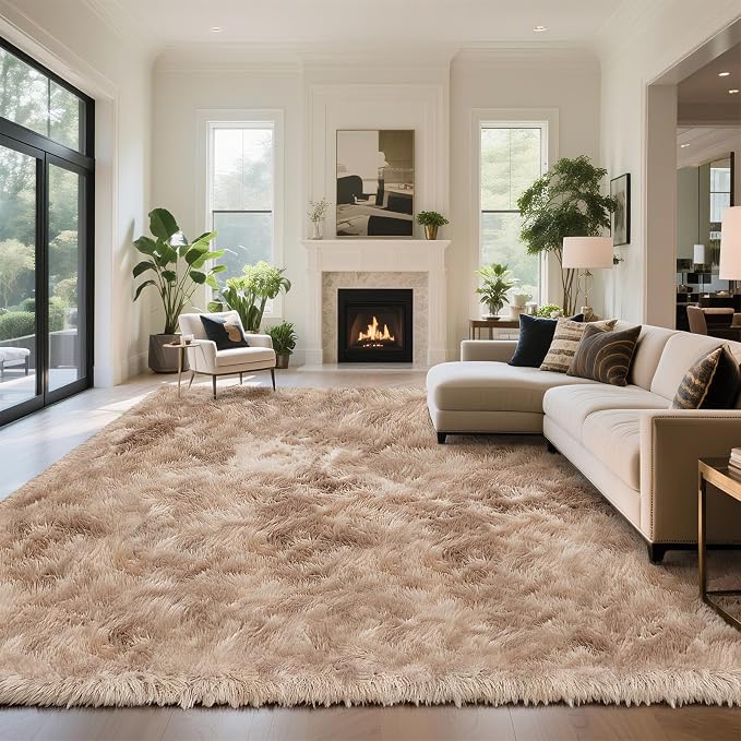 yongyangjuxin Fluffy Rug Shaggy Area Rug, Mottling Beige 10x14 Area Rugs - Image 2
