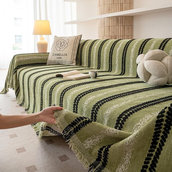 VClife Chenille Sofa Cover Bohemian Striped Pattern Couch Cover - Image 8