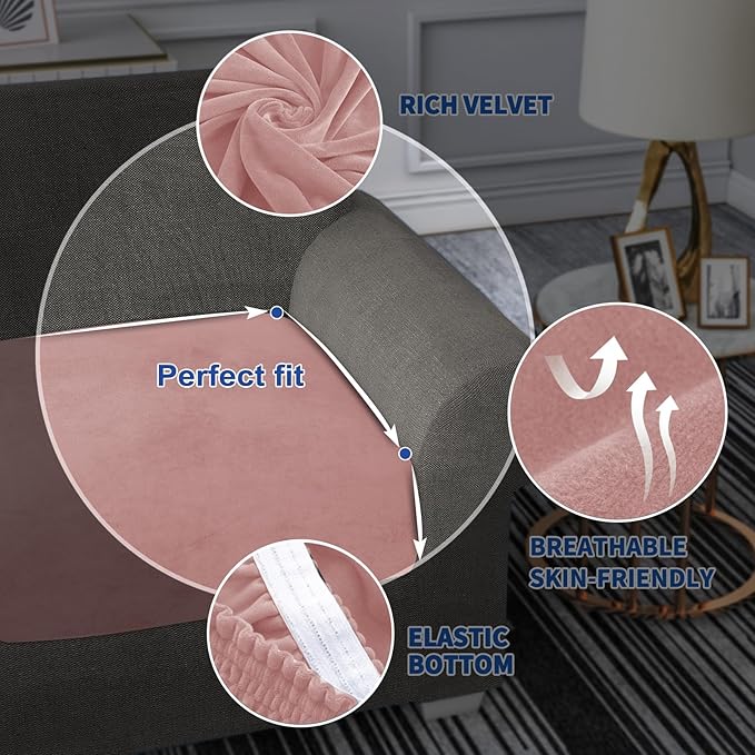 MAXIJIN Velvet Stretch Cushion Covers Fitted Couch Cushion Slipcovers Sofa Seat - Image 5