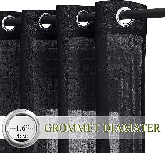 NICETOWN Linen Textured Sheer Curtains 108" L - Image 2
