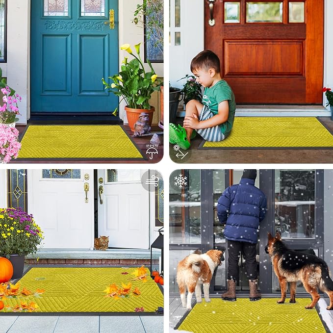 Smiry Front Door Mat Outside Entrance, Heavy Duty Sturdy Natural Rubber Doormat - Image 7