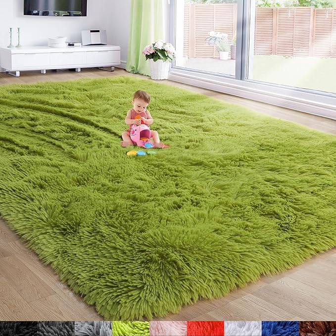 Amdrebio Grass Green Rugs for Living Room Bedroom Decor Aesthetic, 9x12 Large by Amdrebio