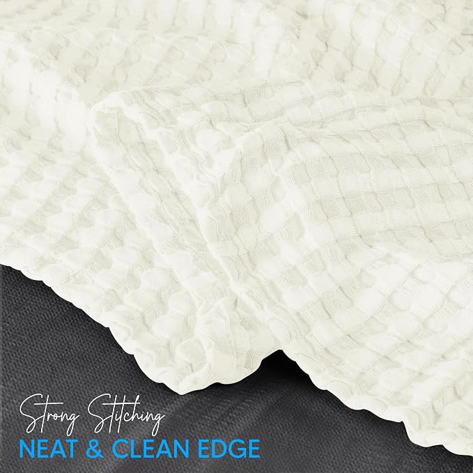 Utopia Bedding Ivory 100% Cotton Waffle Blanket 300 GSM Soft Lightweight - Image 4