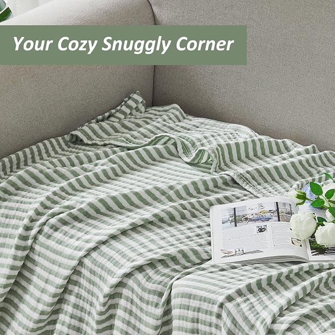 EMME Cotton Muslin Large Throw Blanket Couch Breathable Gauze Soft Lightweight - Image 3