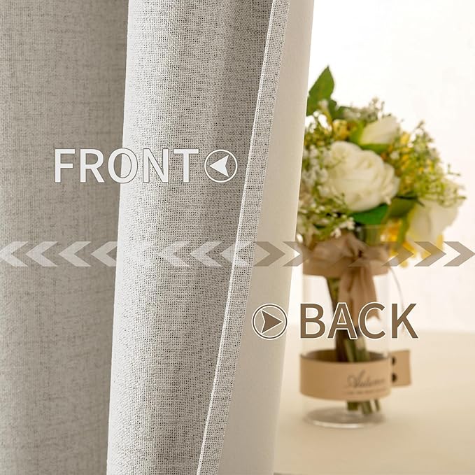 MIULEE Linen Curtains for Bedroom 100% Blackout Thermal Insulated Cobblestone - Image 6