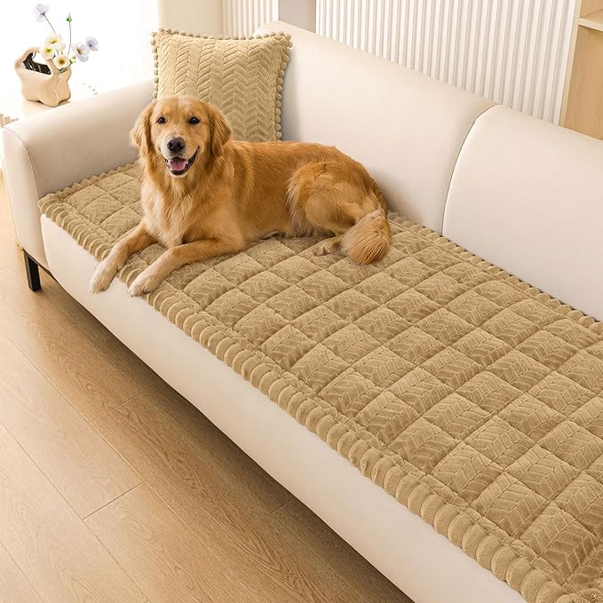 Smiry Non Slip Couch Covers for Dogs, Fuzzy Pet Couch Covers for 2 Cushion Sofa by Smiry