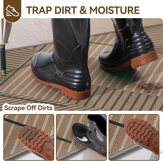 Front Door Mat 31''x47'', Non Slip Absorbent Dirt Resist Washable Low-Profile - Image 2